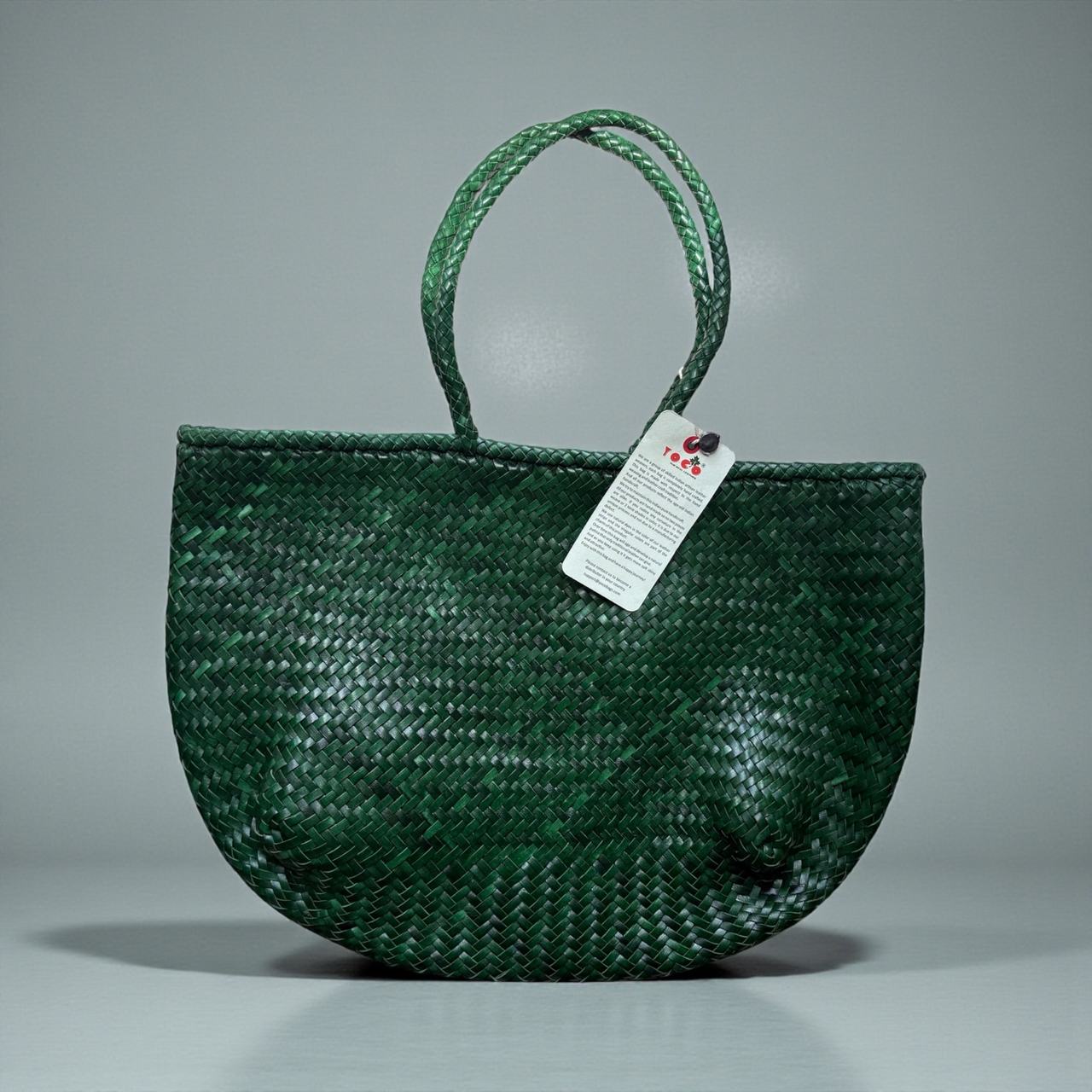 Toco Woven Pandan Half-Moon Tote Bag