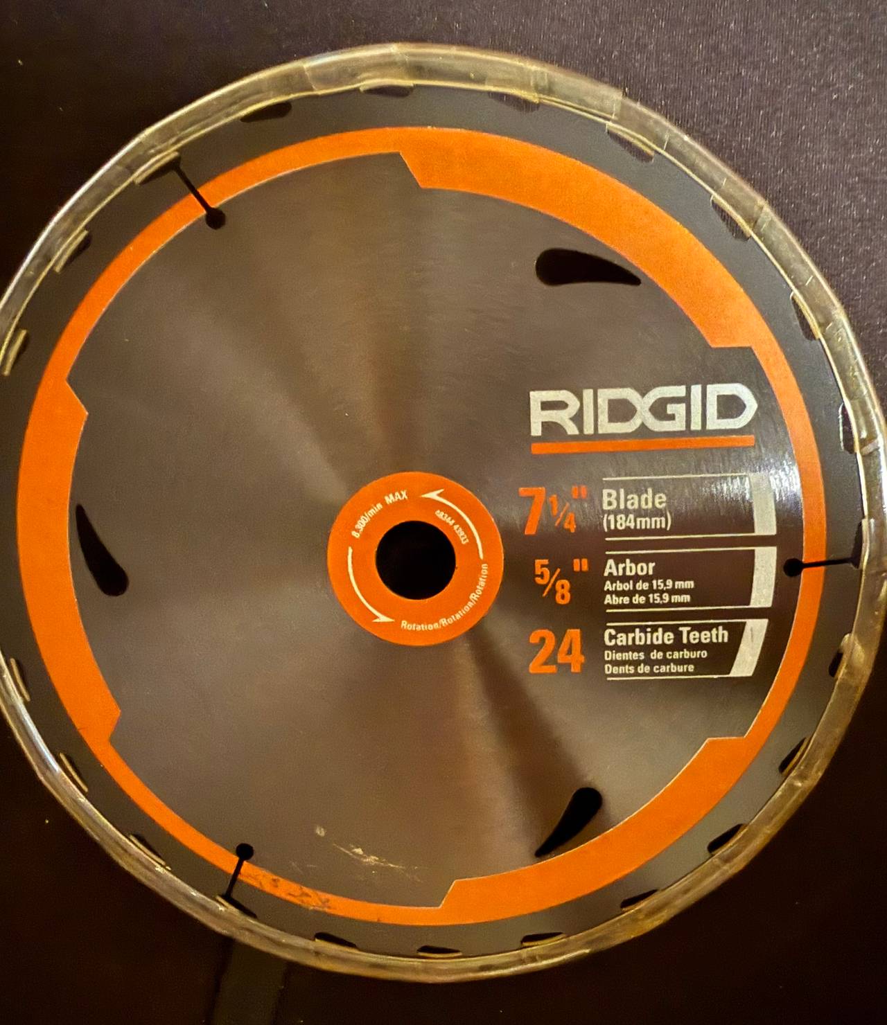 RIDGID 7-1/4 in. 24-Tooth Carbide Tipped Circular Saw Blade