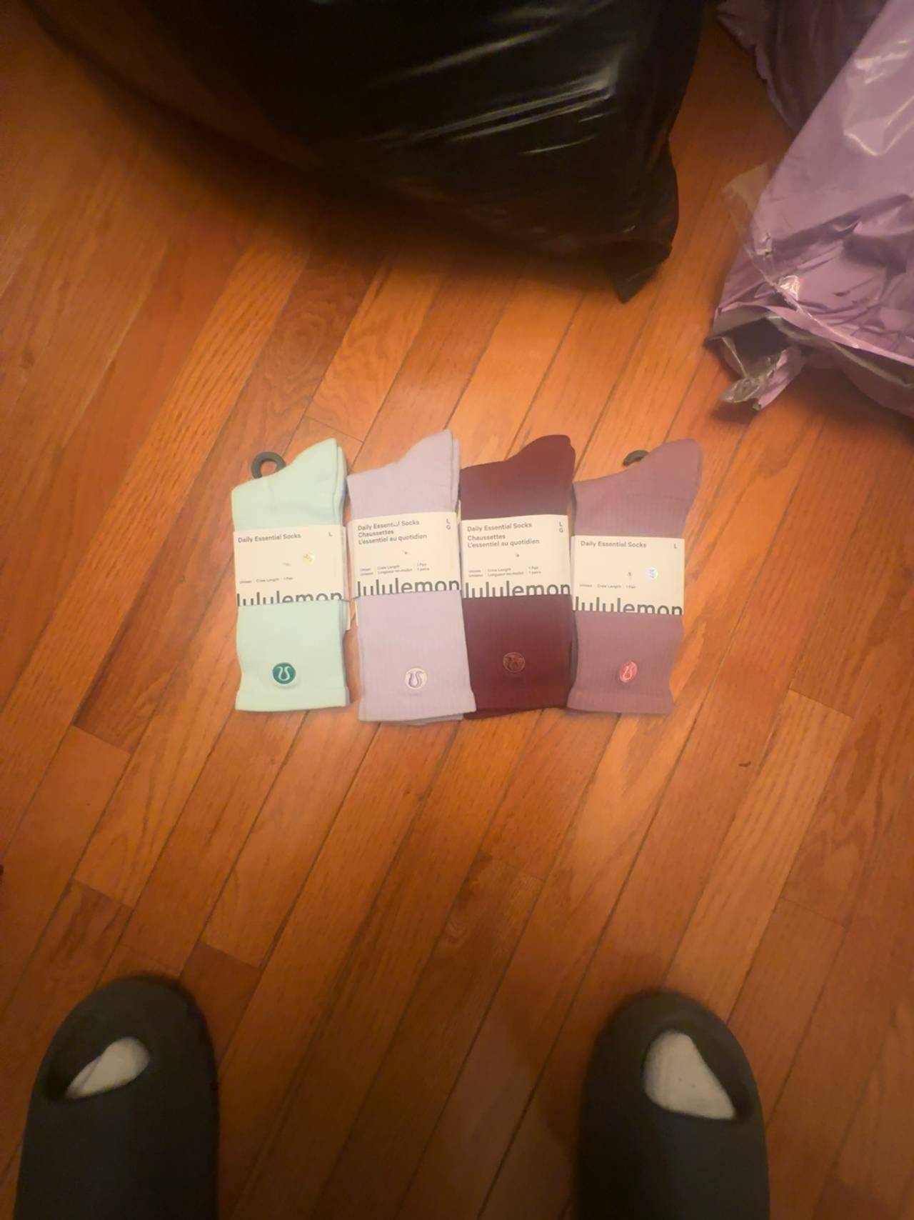 Lululemon Daily Essential Socks Raspberry Coulismint Breeze L