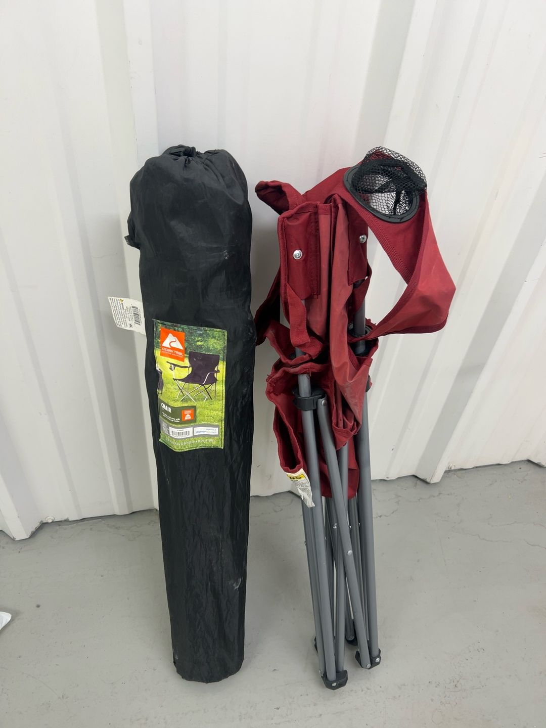 Red Folding Camping Chair with Cup Holder 2pcs