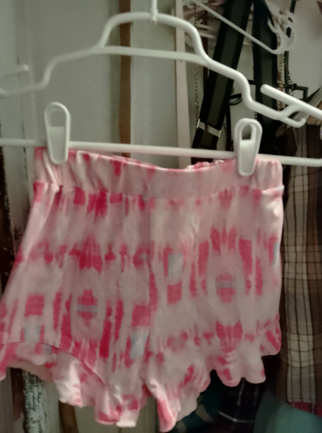 Girls Pink Tie Dye Ruffle Shorts