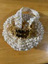Vintage White Beaded Clutch Bag w/ Gold Frame – Elegant Evening Purse - Image 3