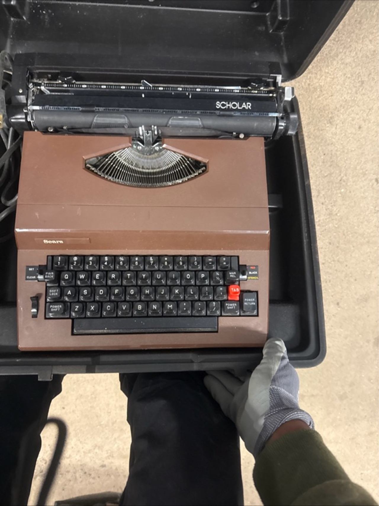 Sears Scholar Electric Typewriter Brown with Black Keys