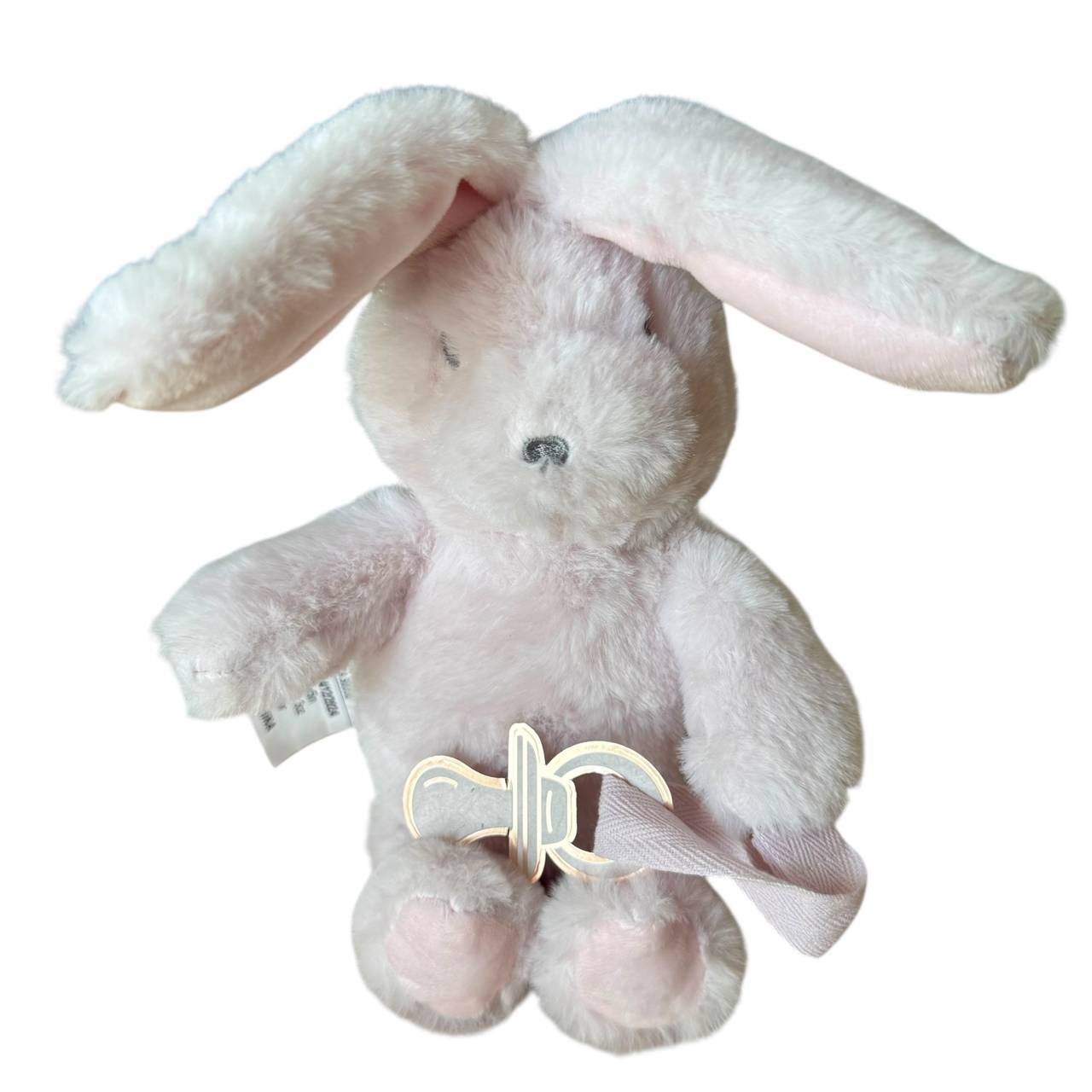 Plush Bunny Pacifier Holder Pink 