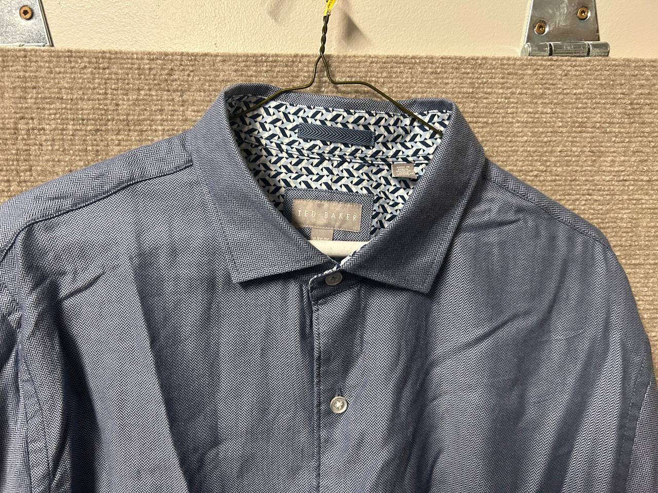Ted Baker Blue Herringbone Dress Shirt