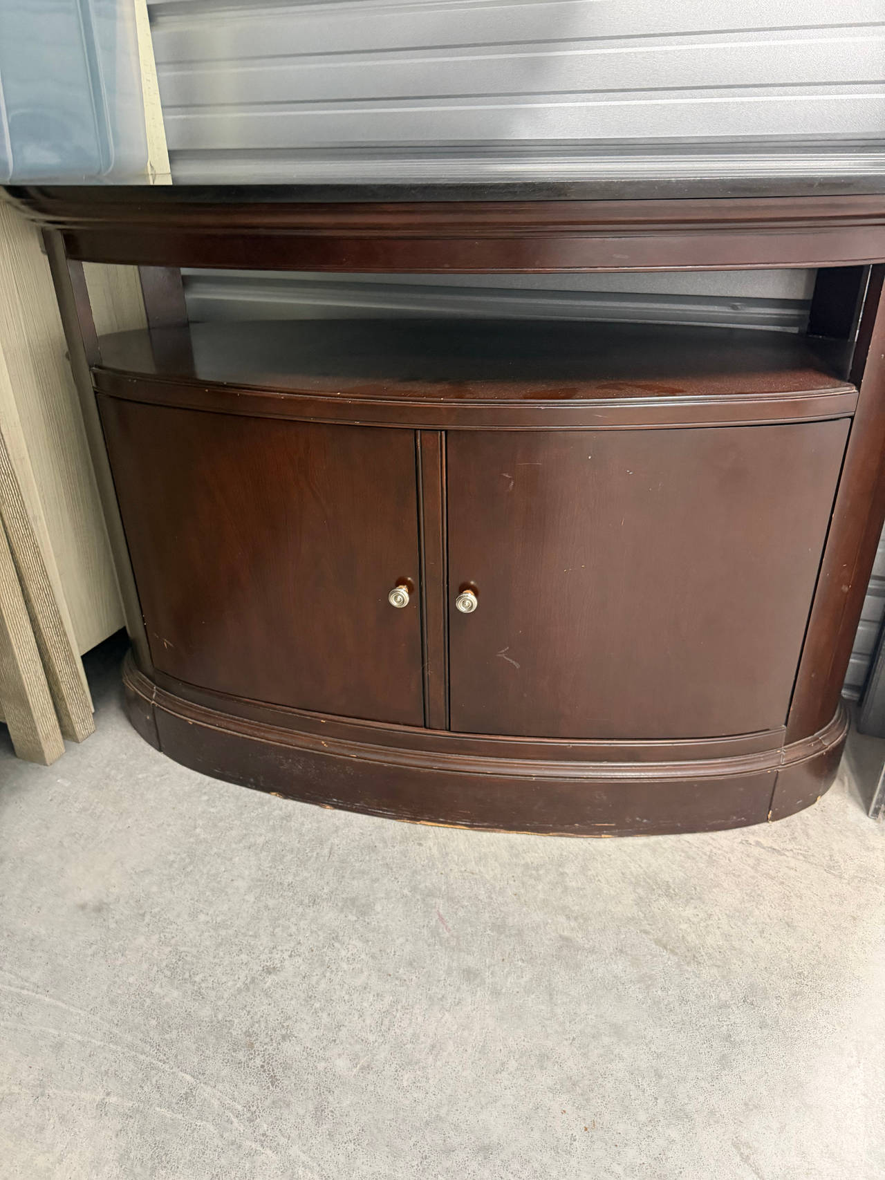 Curved Wood Console Cabinet with Storage