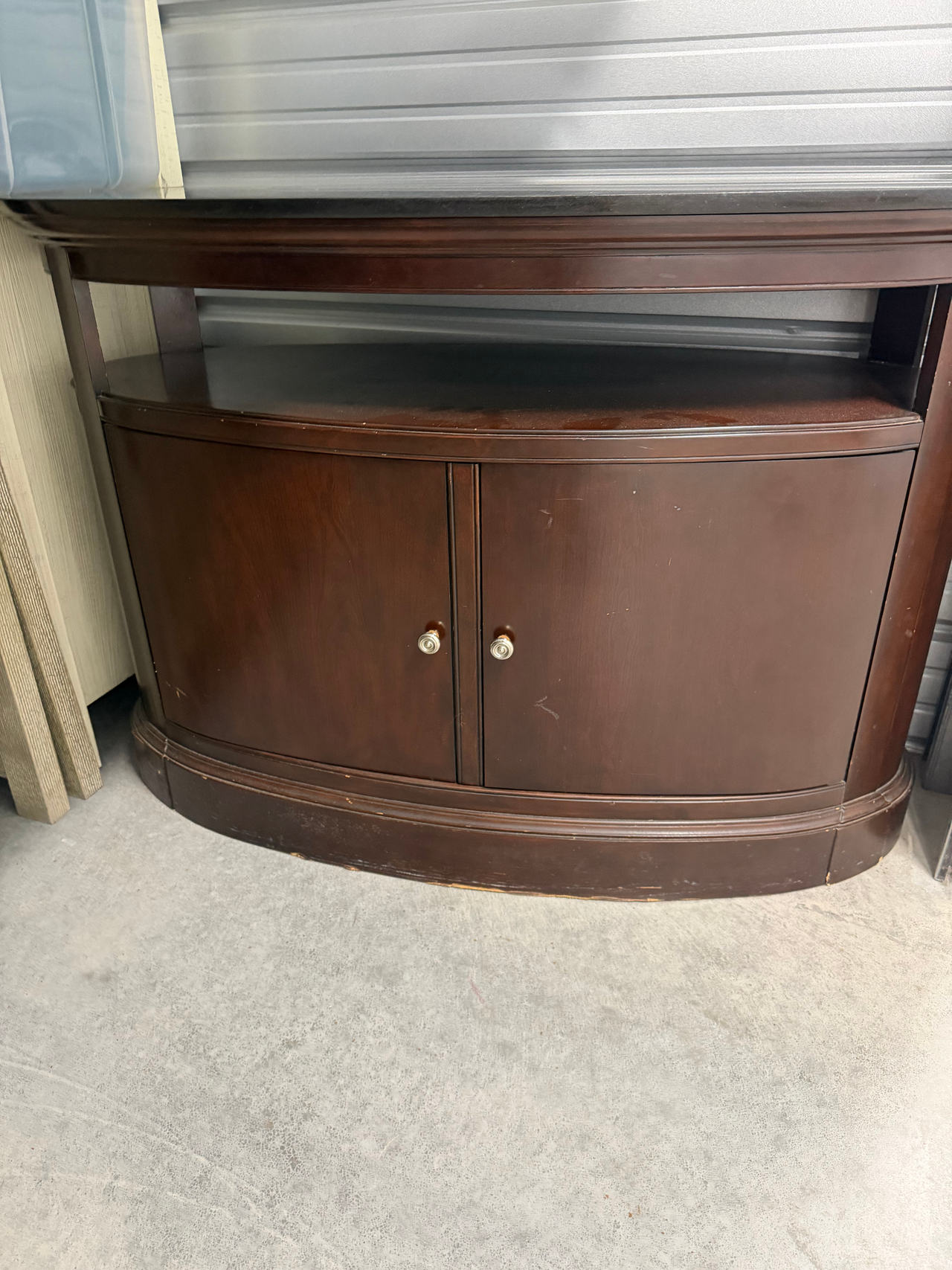 Curved Wood Console Cabinet with Storage