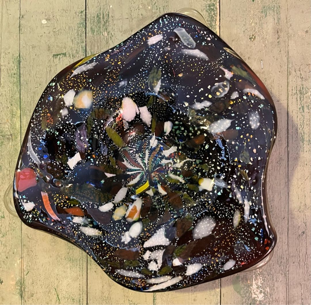 Murano Vintage Black Tutti Frutti Glass Bowl