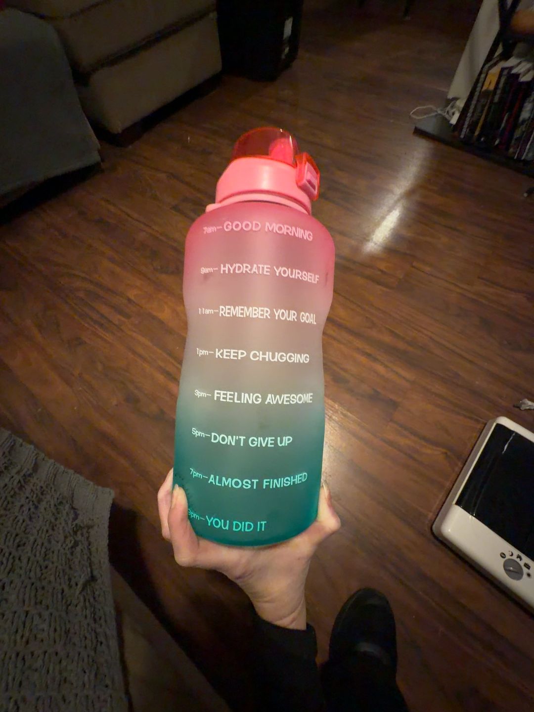 64oz Leakproof Motivational Water Bottle with Time Marker