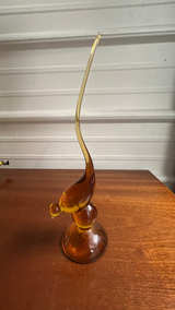 Viking Glass Amber Long Tail Bird Figurine - Image 5