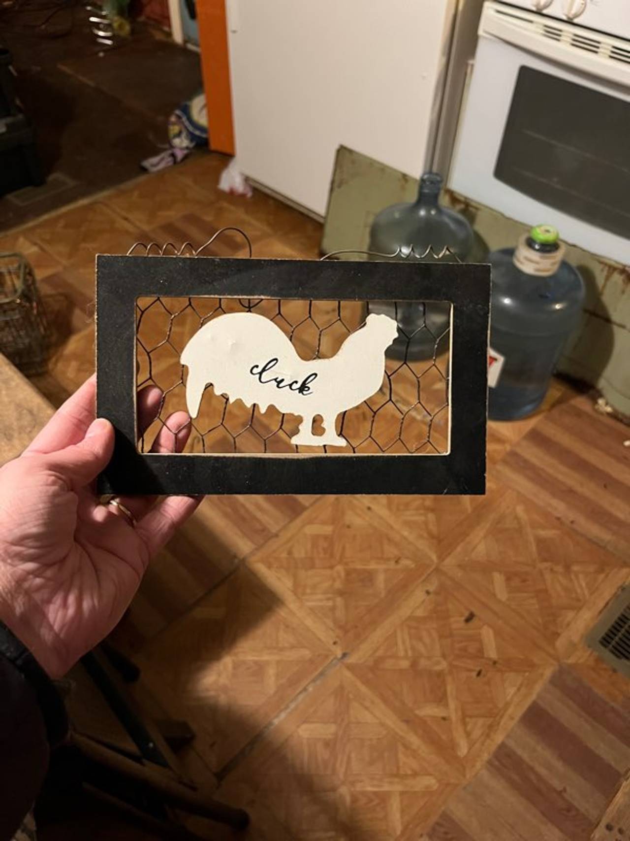Farmhouse Chicken Wire Cluck Wall Decor