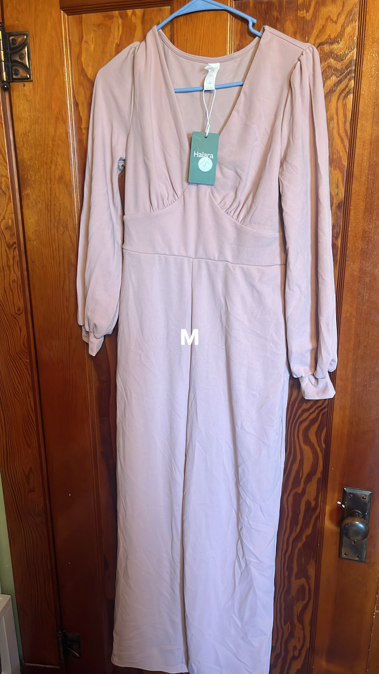Halara V Neck Long Sleeve Puffed Cuff Jumpsuit