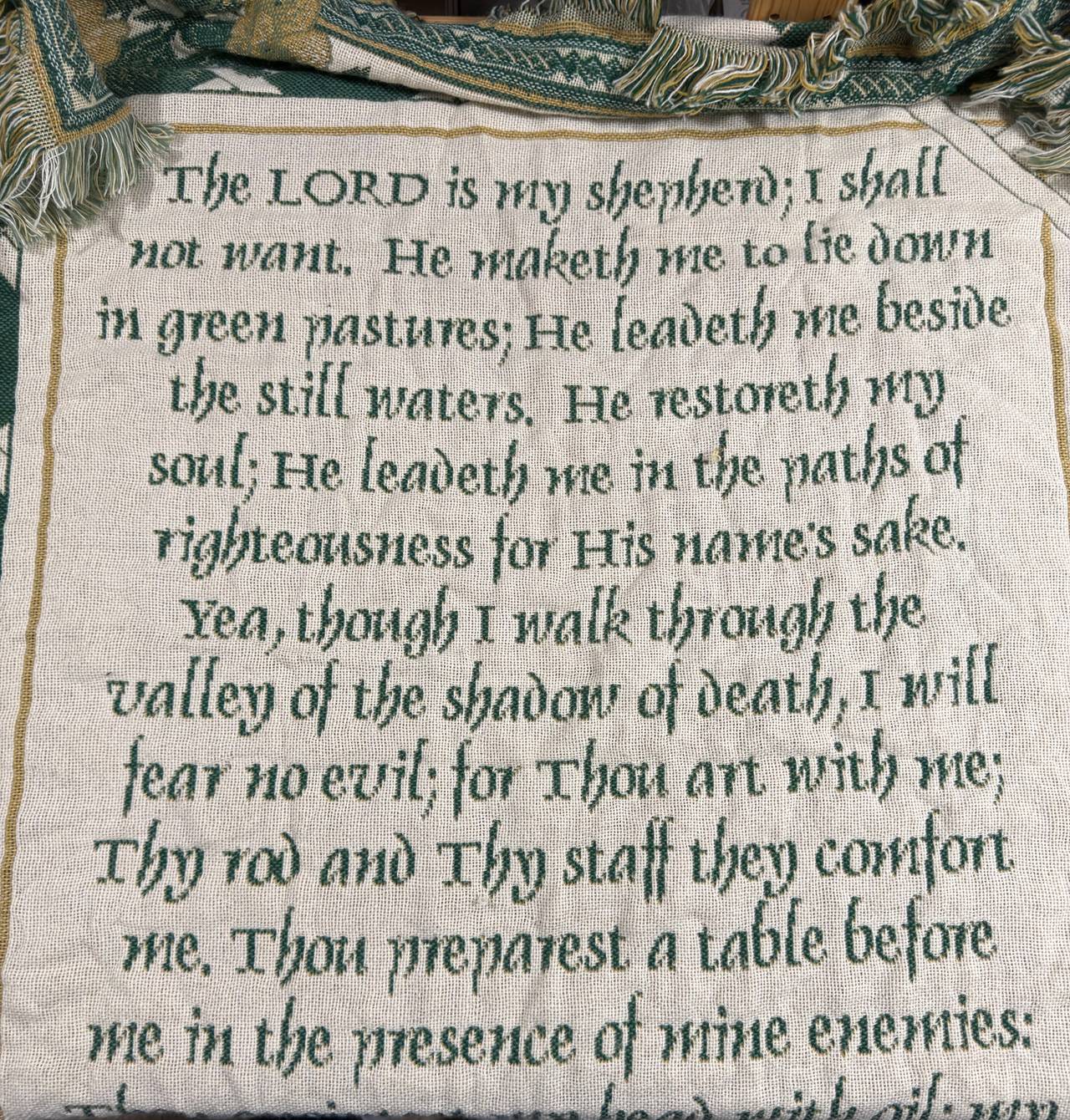 Psalm 23 Throw Blanket Christian Tapestry 50x60 Woven USA Religious Decor