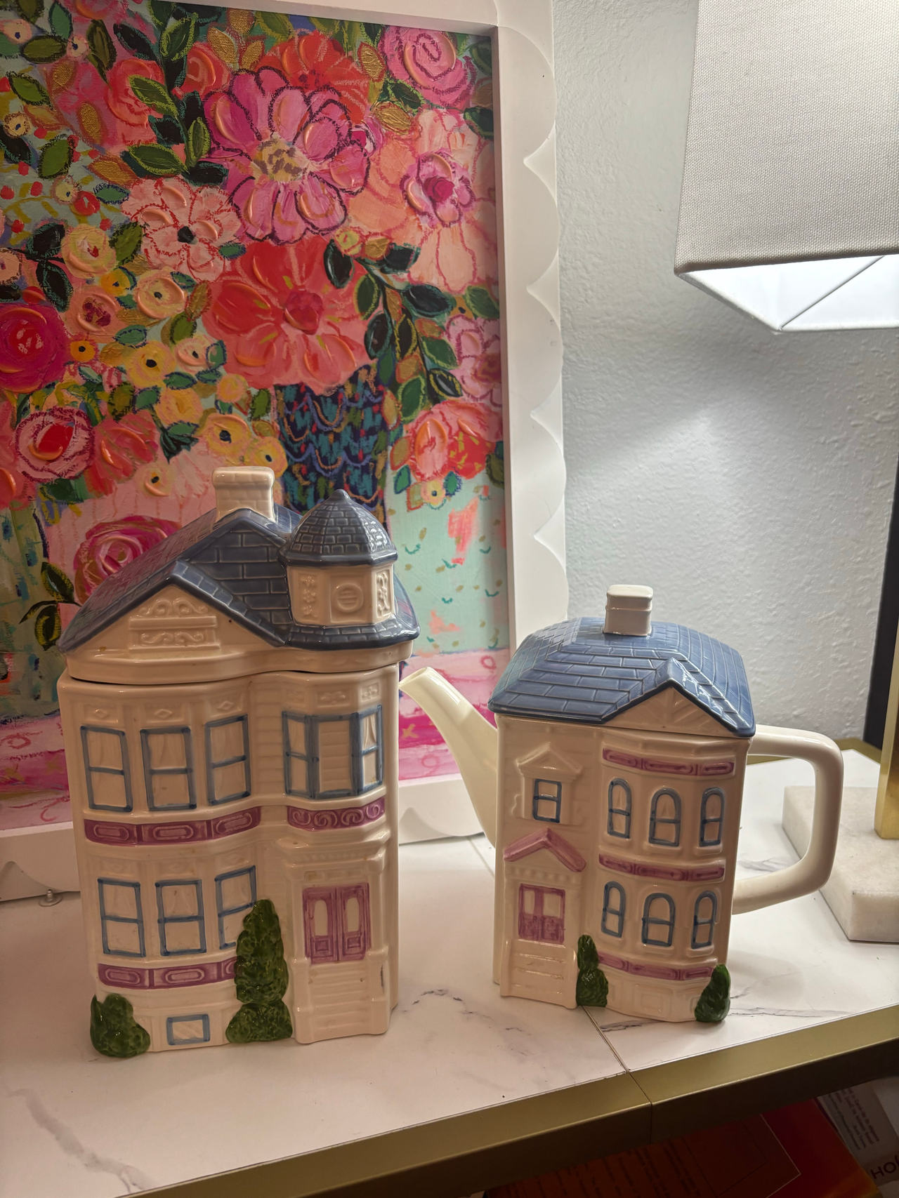 Otagiri Victorian House Cookie Jar and Teapot Set