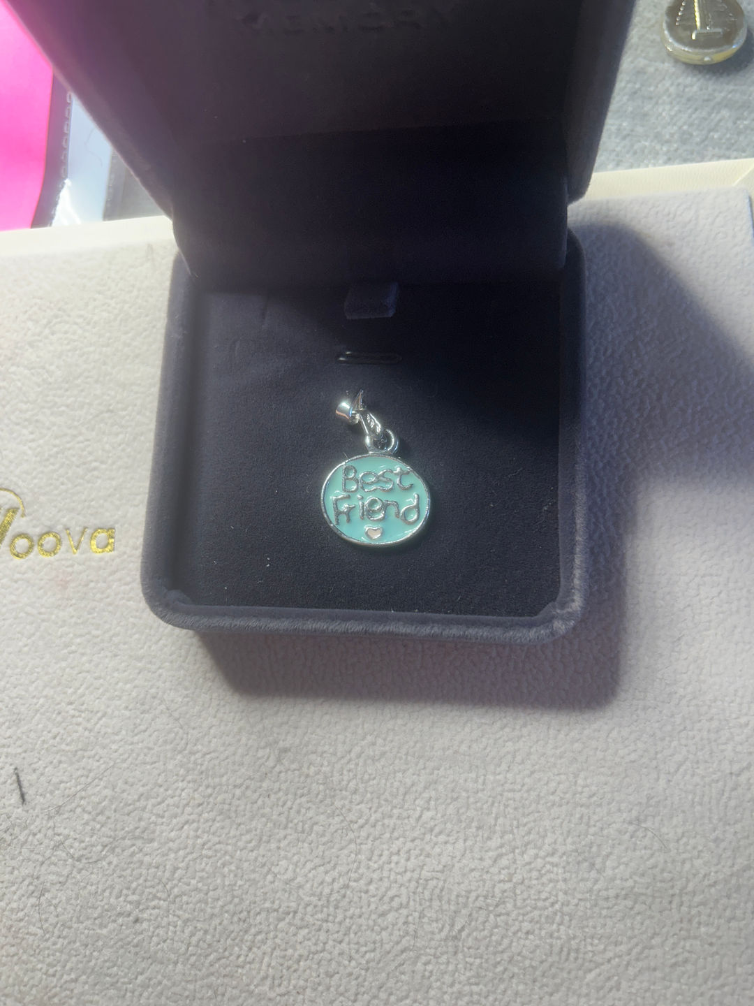 Best Friend Dangle Charm Teal Enamel