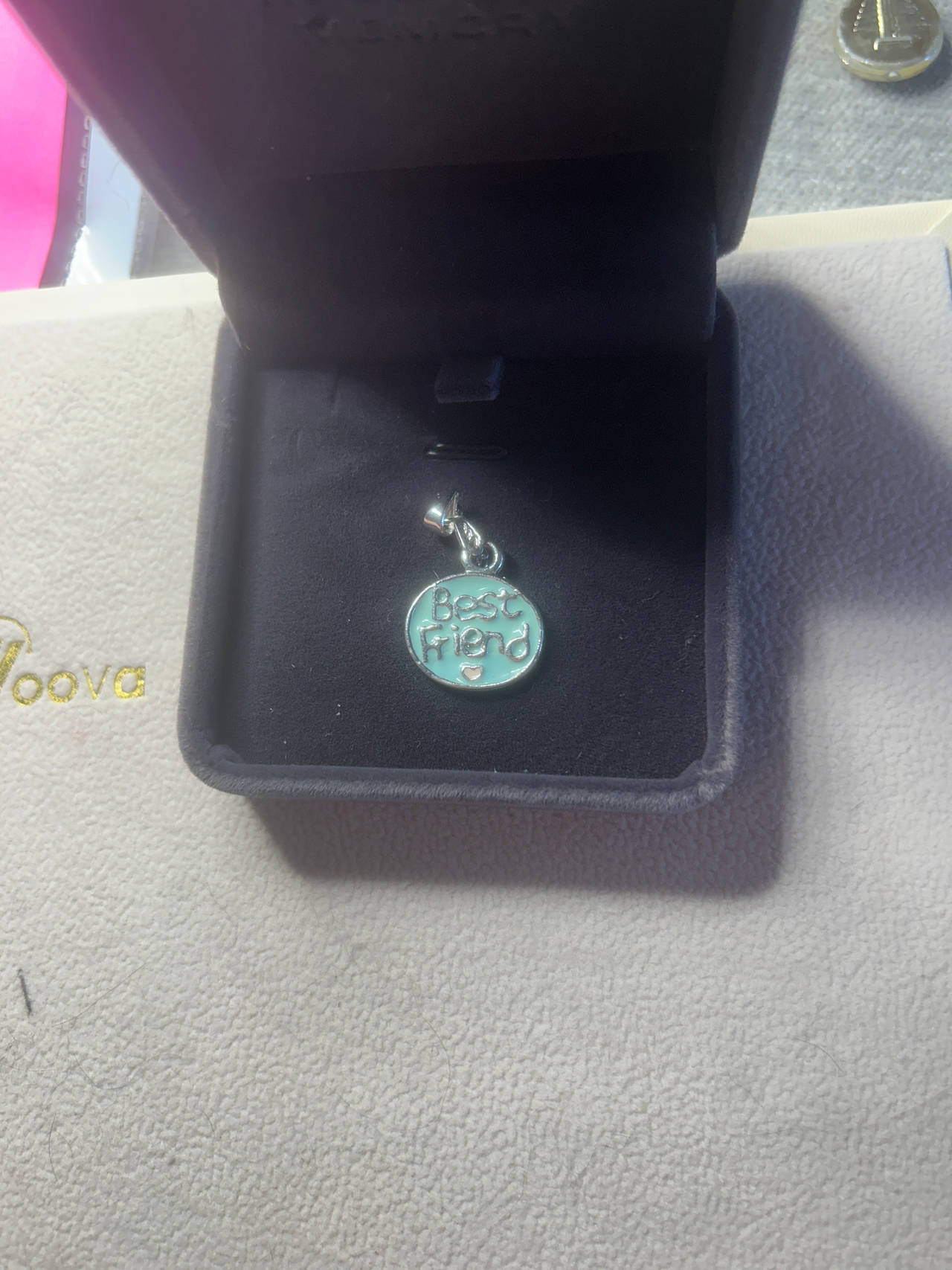 Best Friend Dangle Charm Teal Enamel