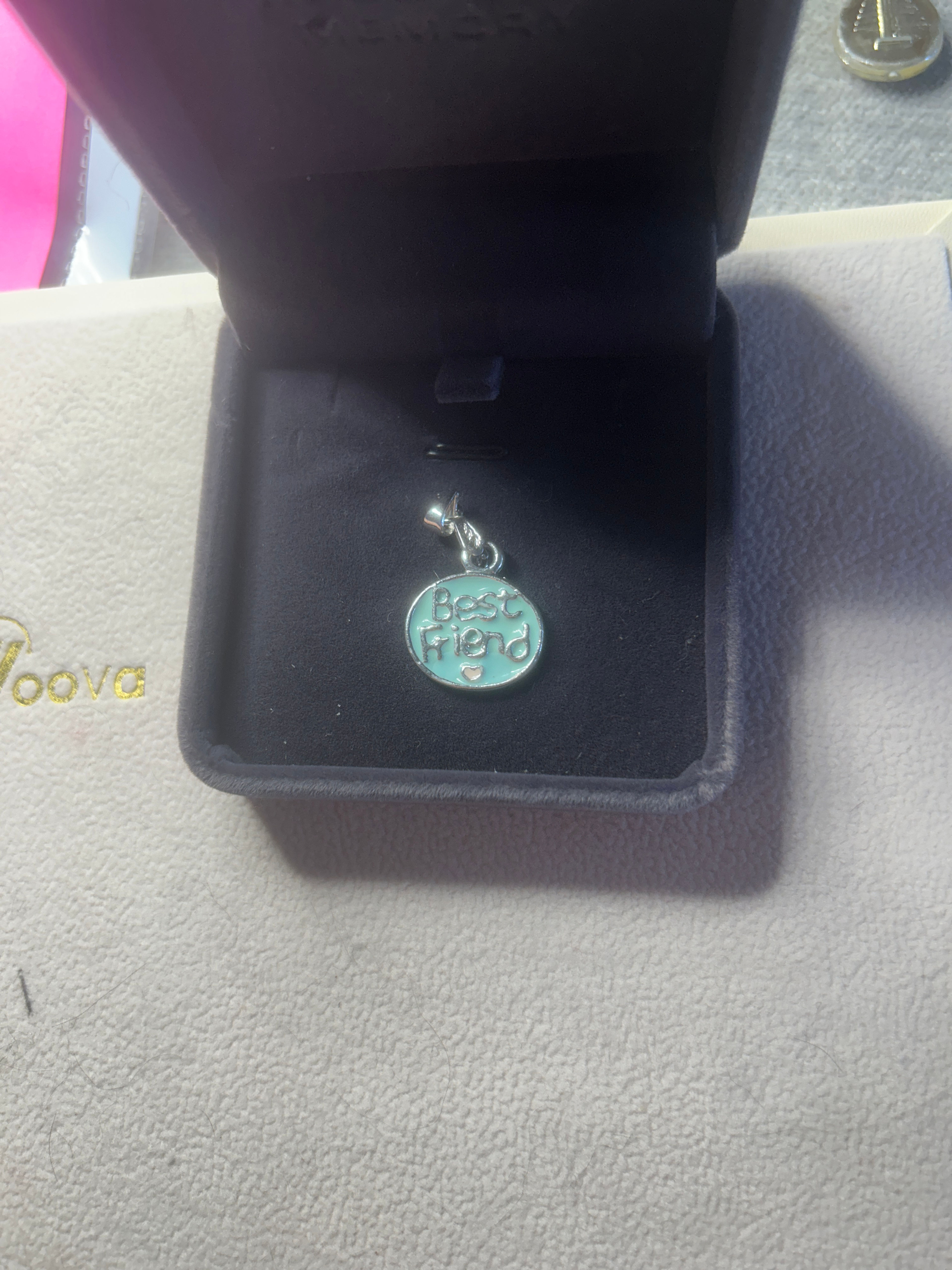 Best Friend Dangle Charm Teal Enamel