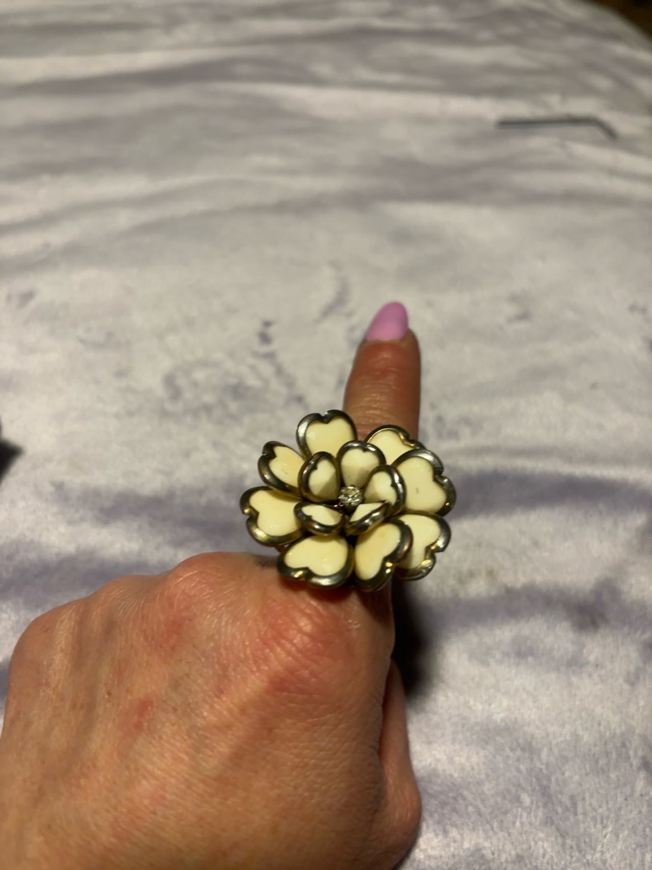 Trifari White Poured Milk Glass Flower Brooch