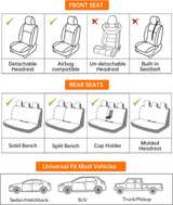 UNIVERSAL TRUCKS SUV  Black White Car Seat Covers Full Set LEATHER  VINYL - Image 6