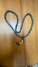 Tibetan Buddhist Inlaid Wood Mala Necklace - Image 2