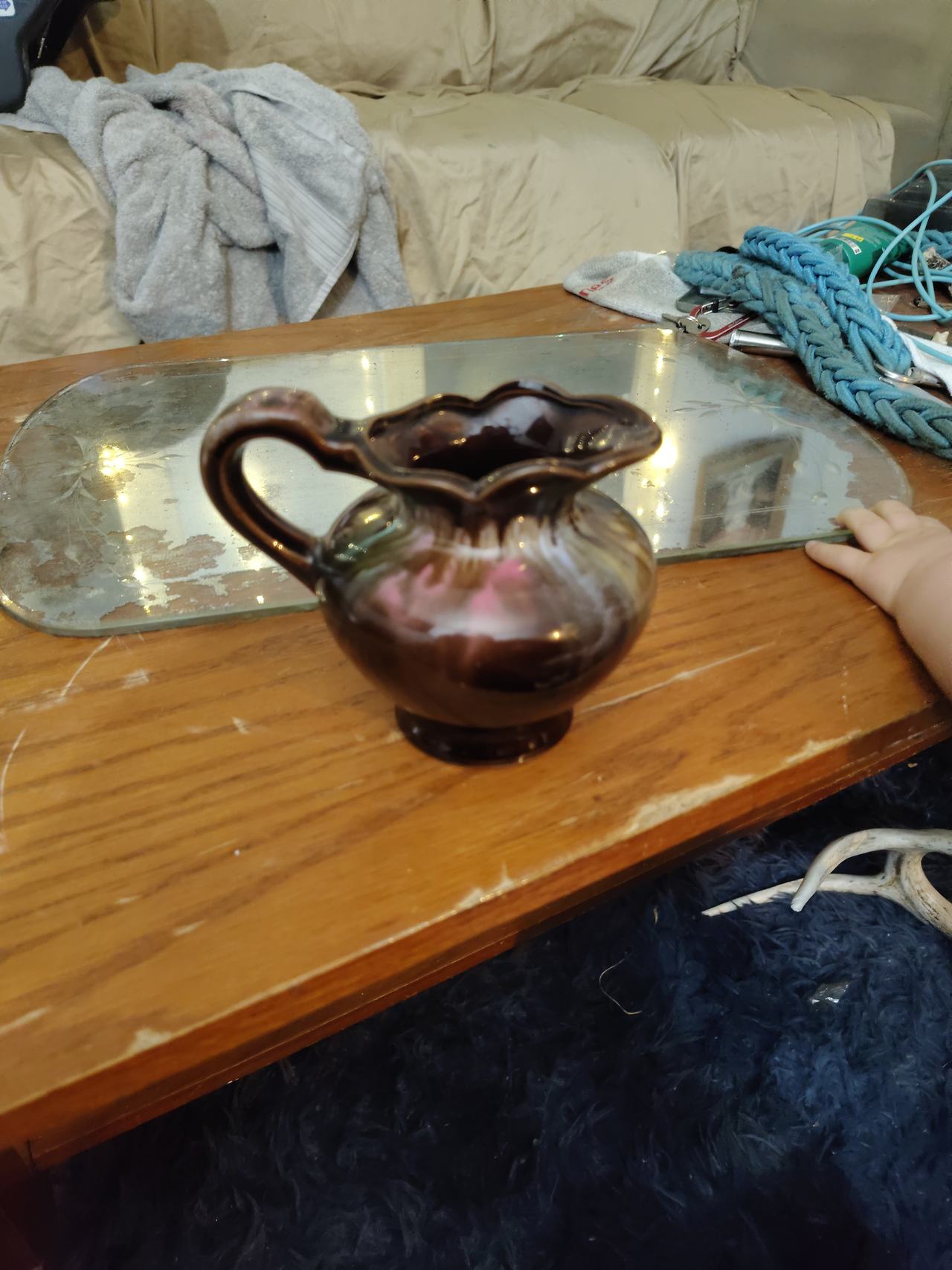 Vintage Iridescent Lusterware Ceramic Pitcher