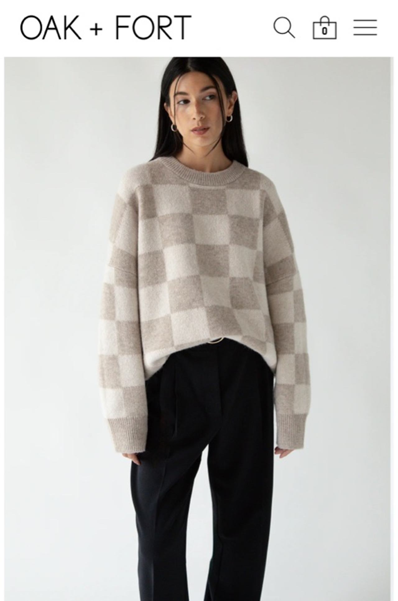 OAK + FORT Checkered Crewneck Sweater
