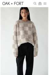 OAK + FORT Checkered Crewneck Sweater - Image 1