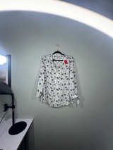 41 Hawthorne XL Women's Button-Up Blouse V Neck Tie Sleeve Accent Semi Sheer  - Image 1