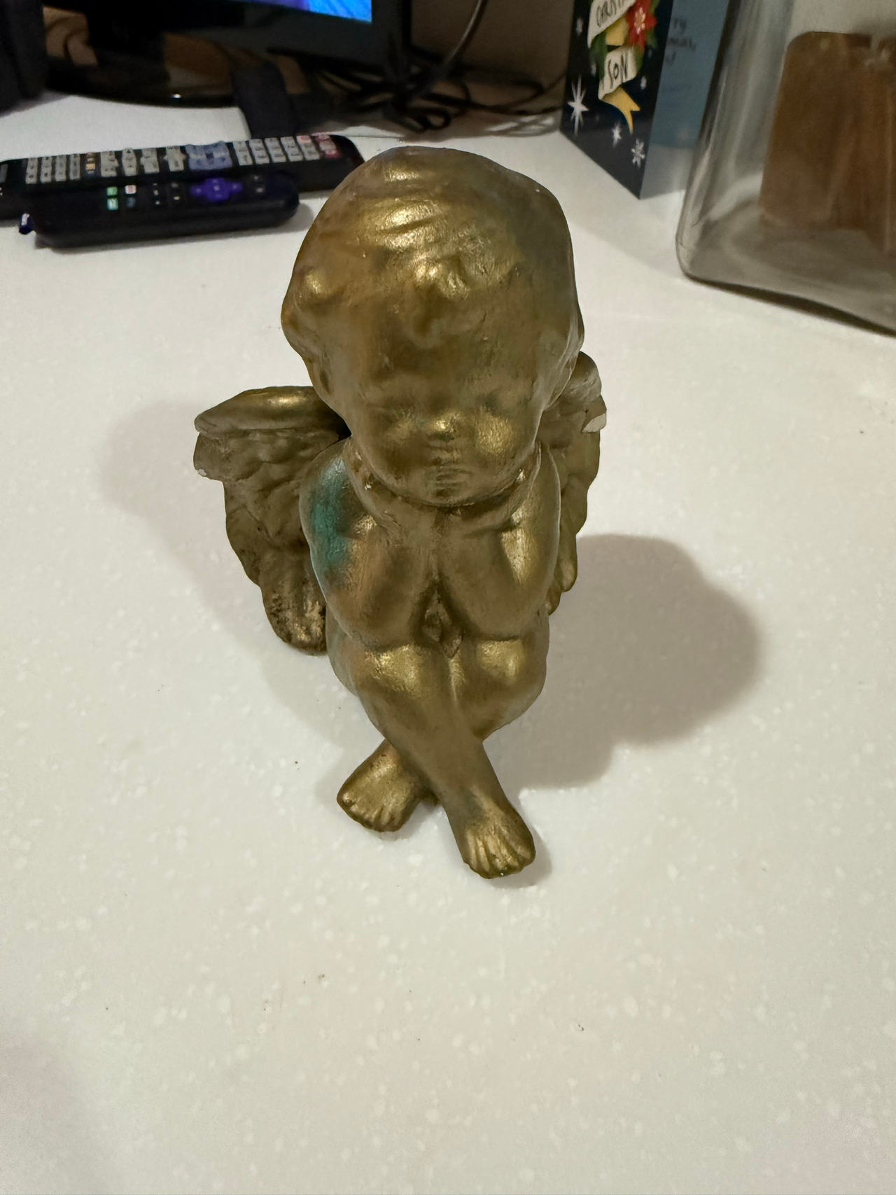 Vintage Gold Cherub Angel Statue