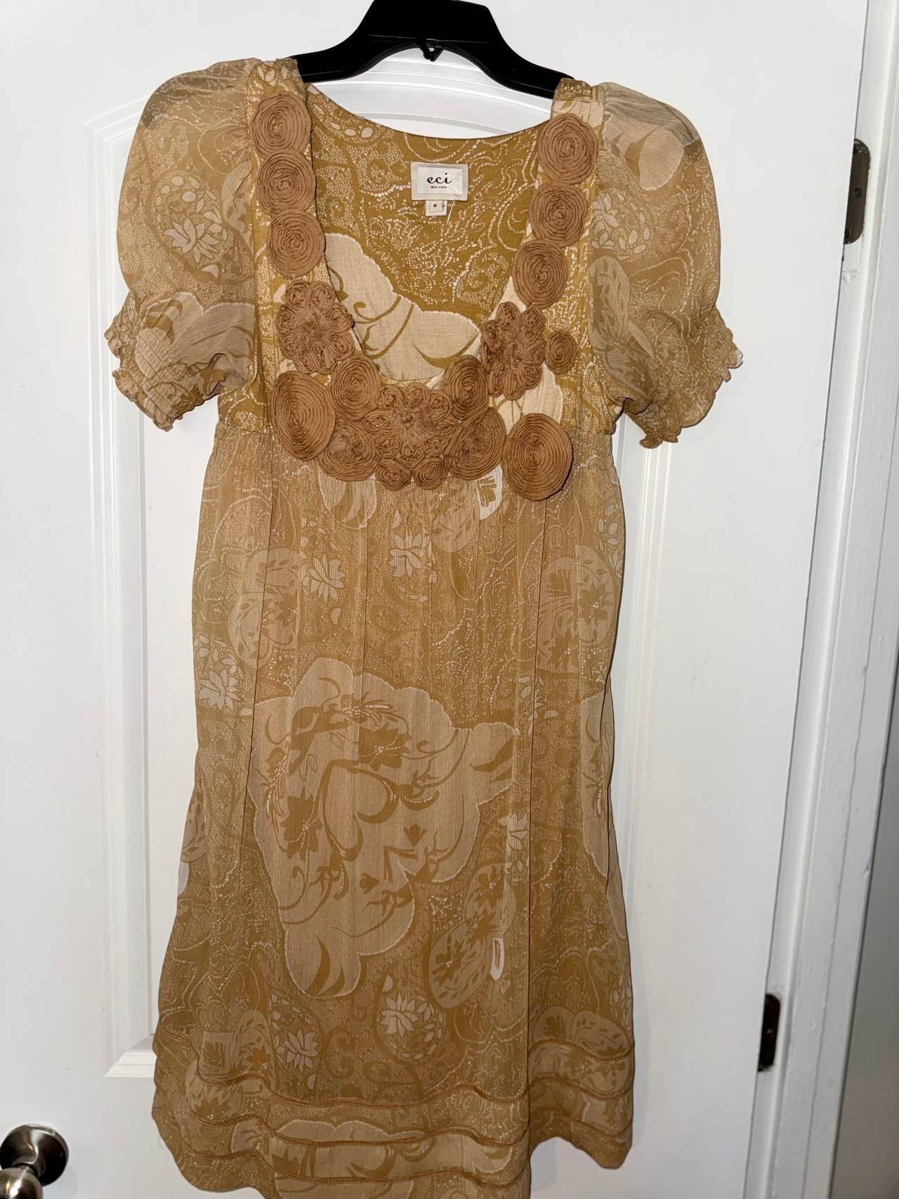 ECI New York Paisley Rosette Chiffon y2K Dress