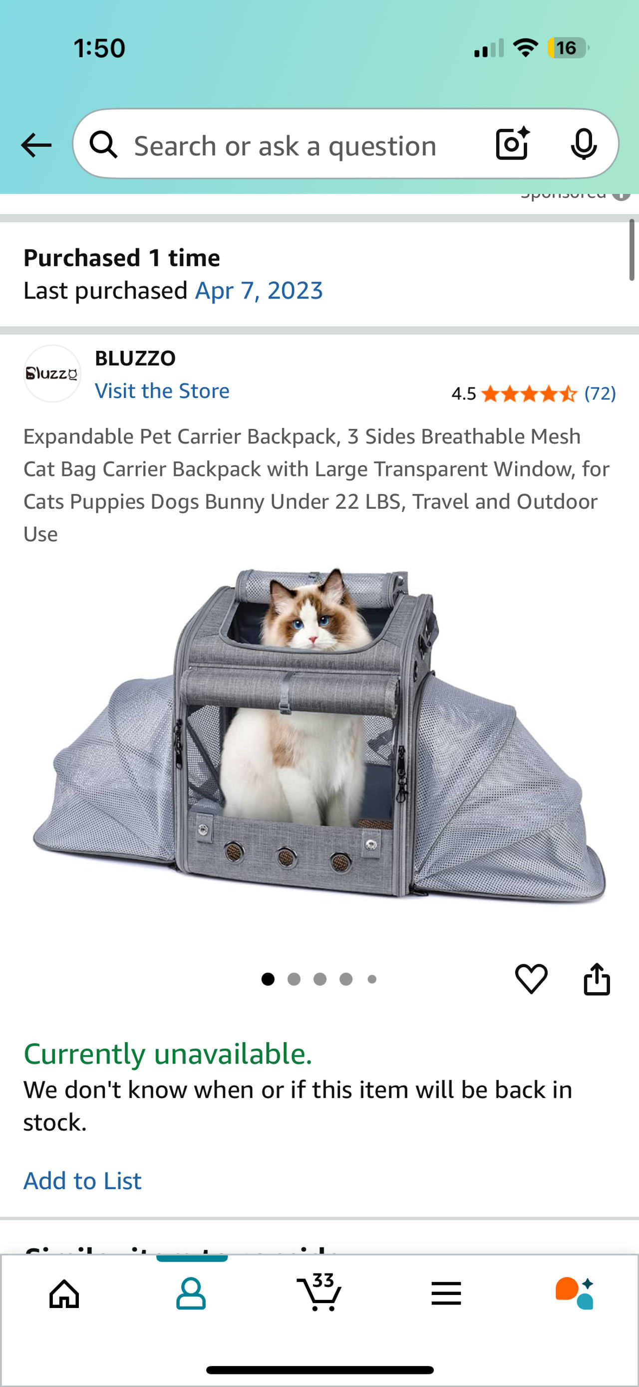 Expandable Pet Carrier Backpack