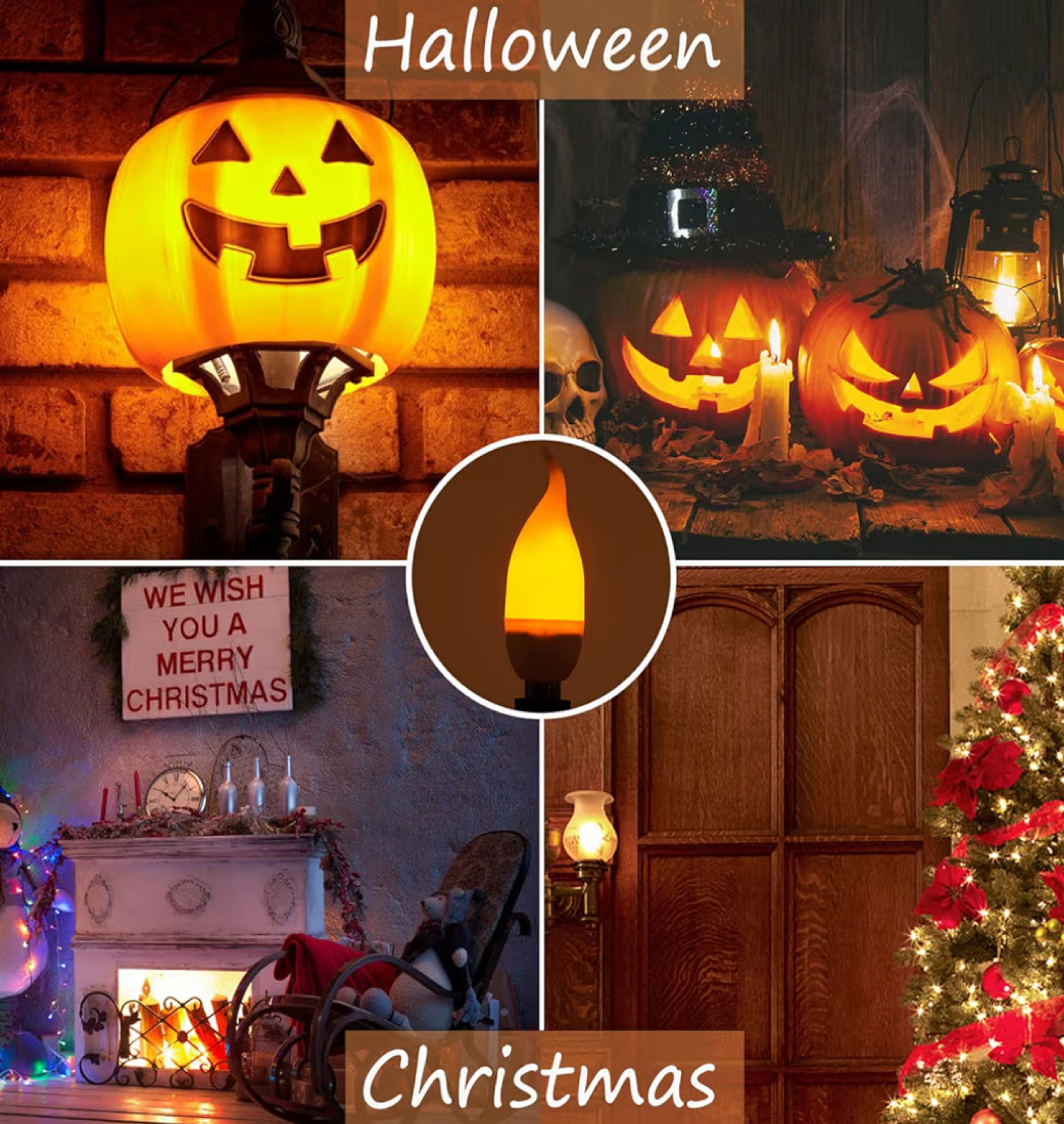 E12 3 Mode LED 1800k Candelabra Flame Light Bulbs 4 Pack, 2.0W Warm White - Image 7