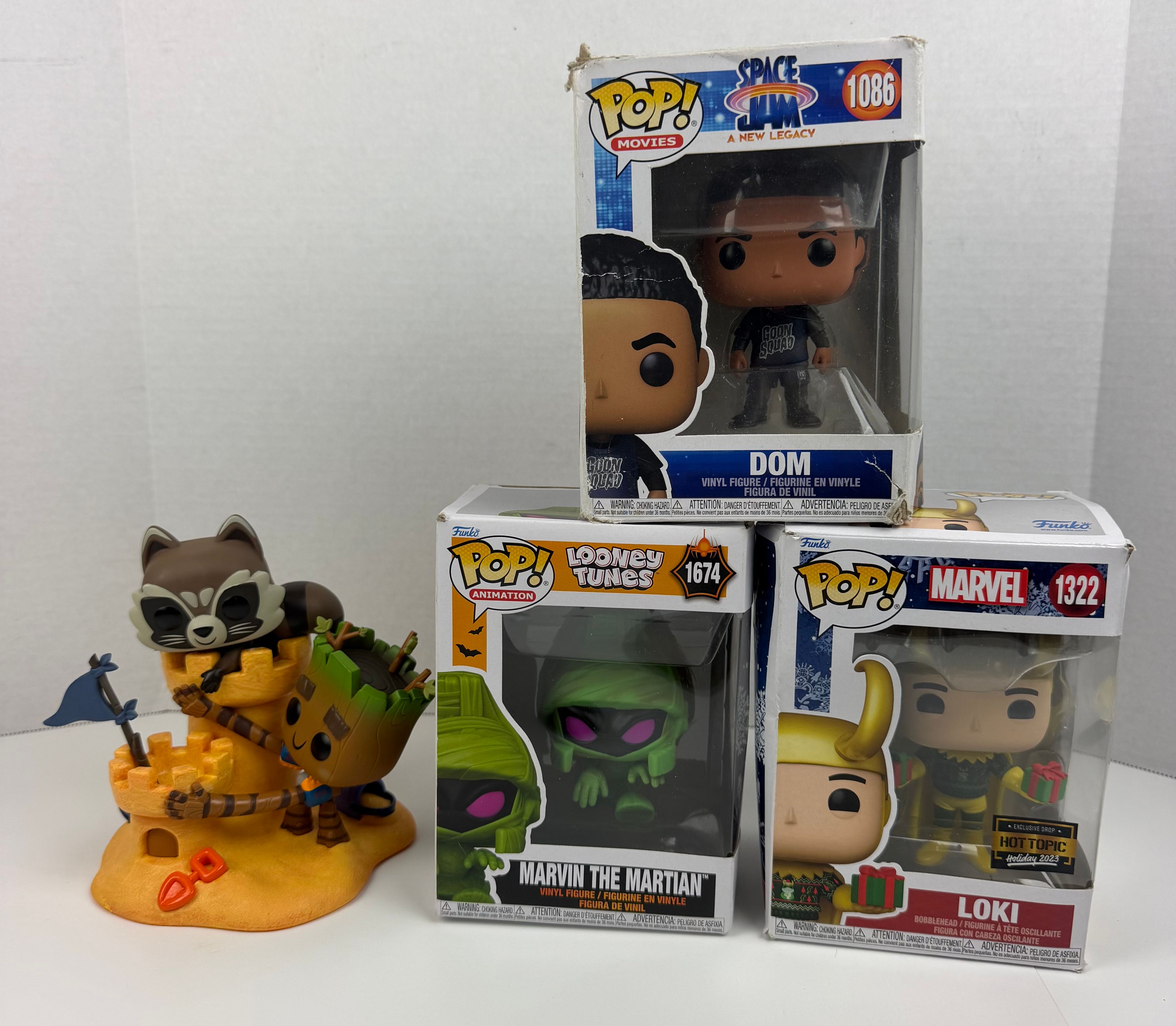 Funko Pop Dom Loki Marvin The Martian Rocket & Groot