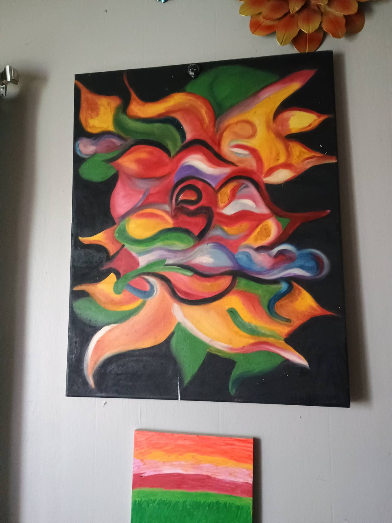 Original Abstract Sun Canvas Painting