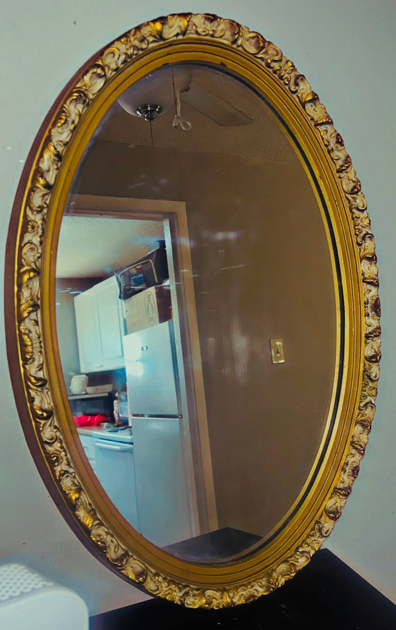Vintage Ornate Gold Oval Wall Mirror