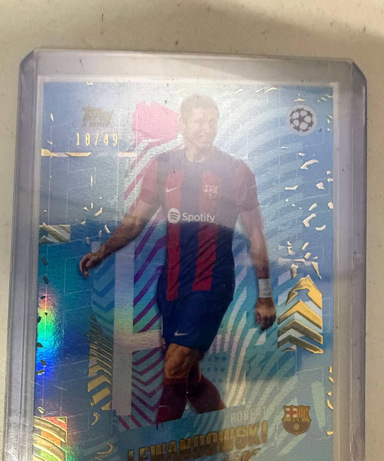 2022-23 Topps Chrome UEFA Robert Lewandowski Blue Shimmer /49 #18/49