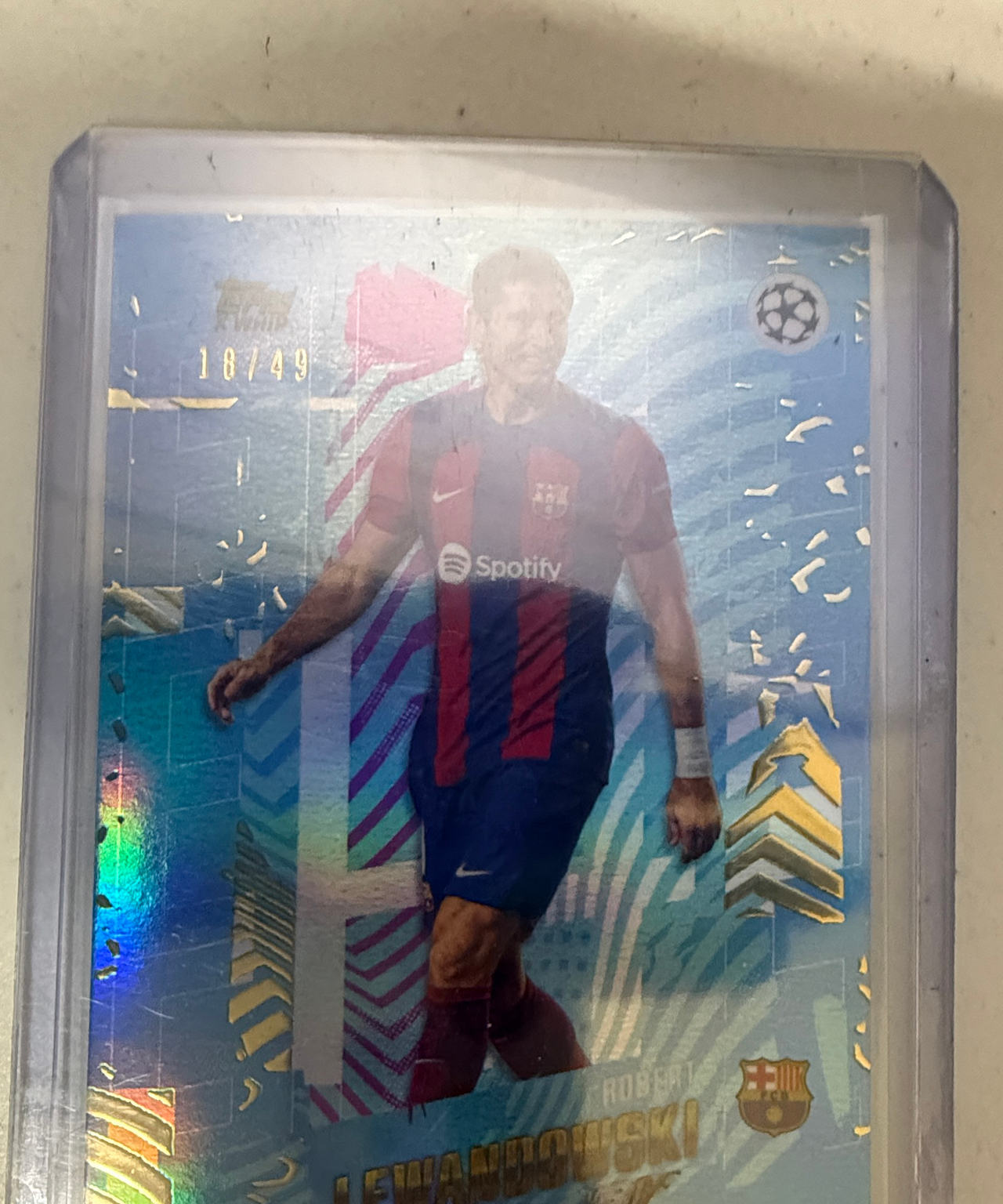 2022-23 Topps Chrome UEFA Robert Lewandowski Blue Shimmer /49 #18/49