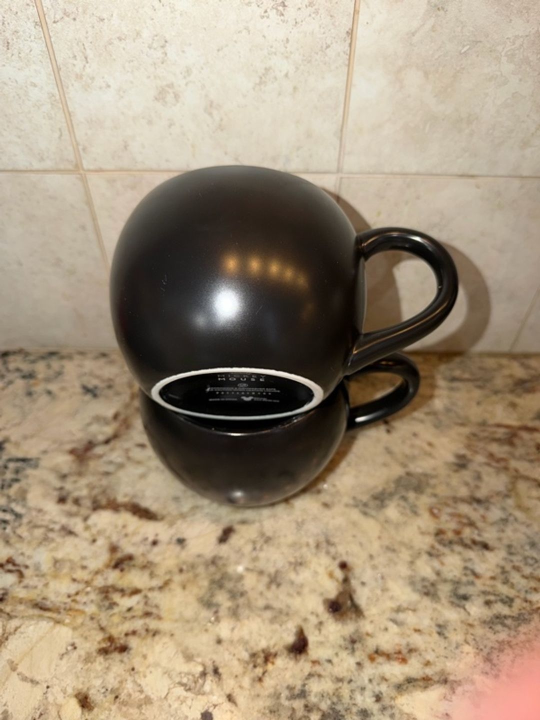 POTTERY BARN Black Ceramic Coffee Mug lot of 2 NO LID