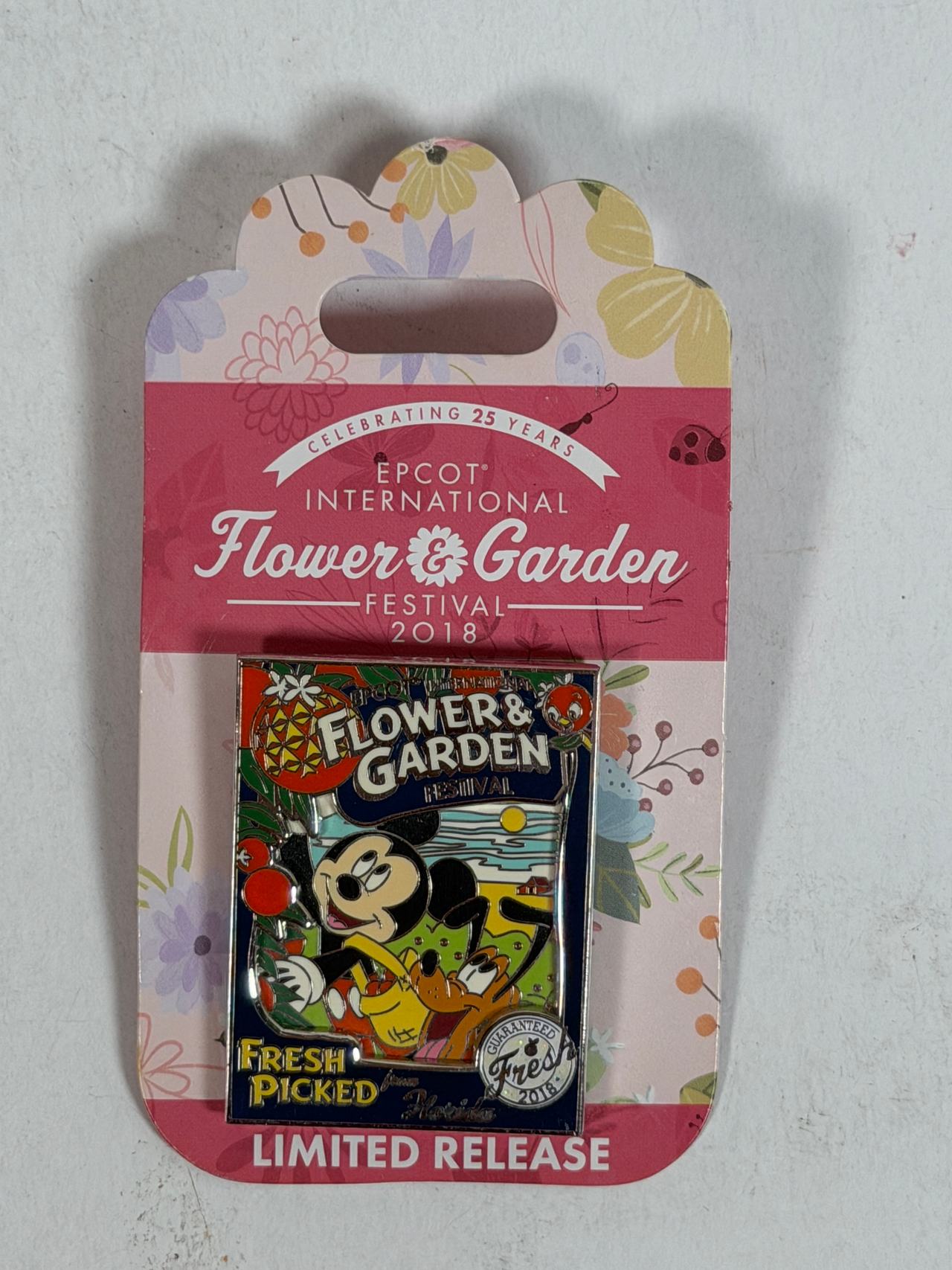 Disney Epcot Flower & Garden Festival 2018 Mickey & Pluto Limited Release Pin