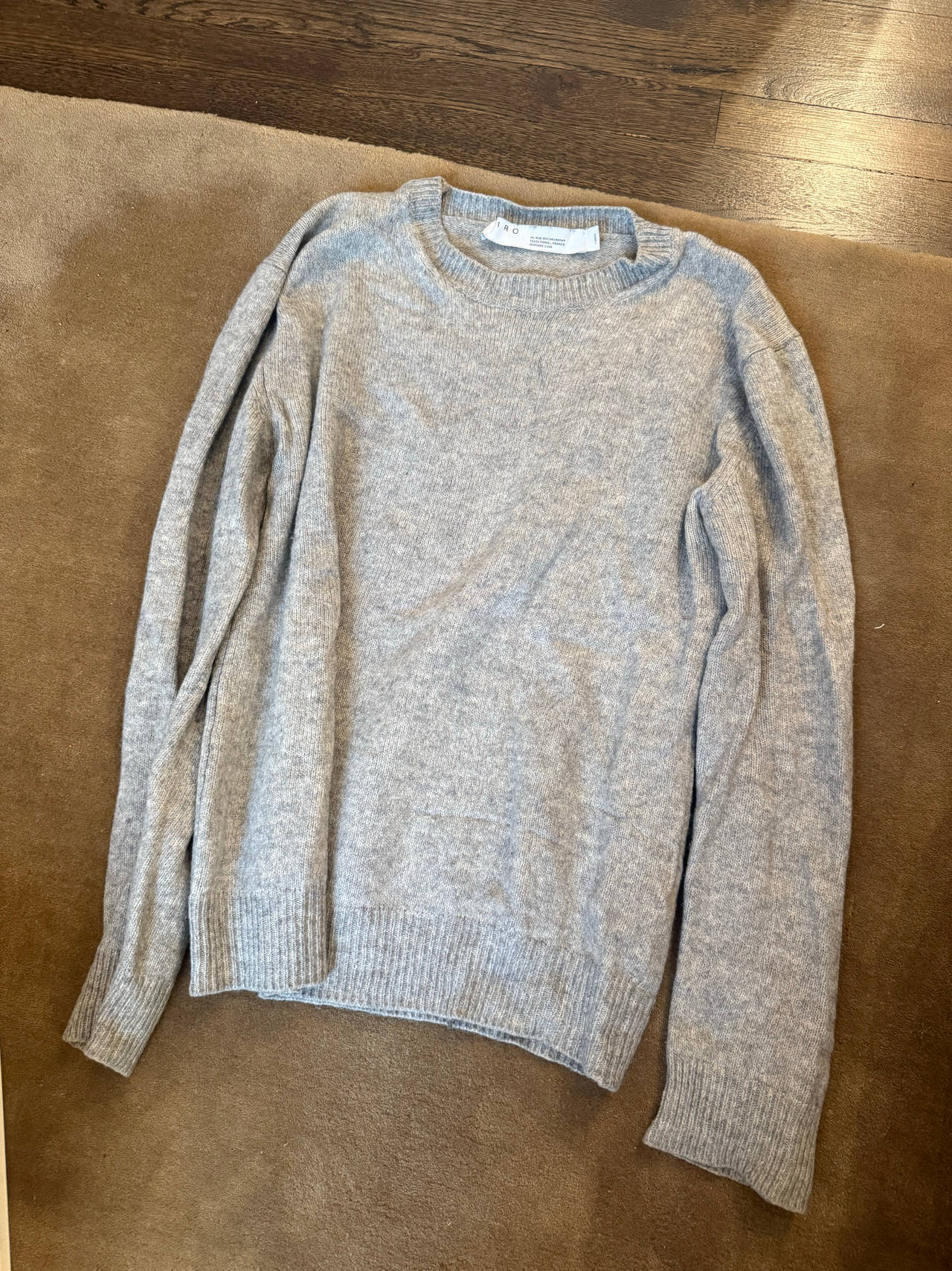 IRO Grey Crew Neck Sweater (cotton/wool/cashmere blend)