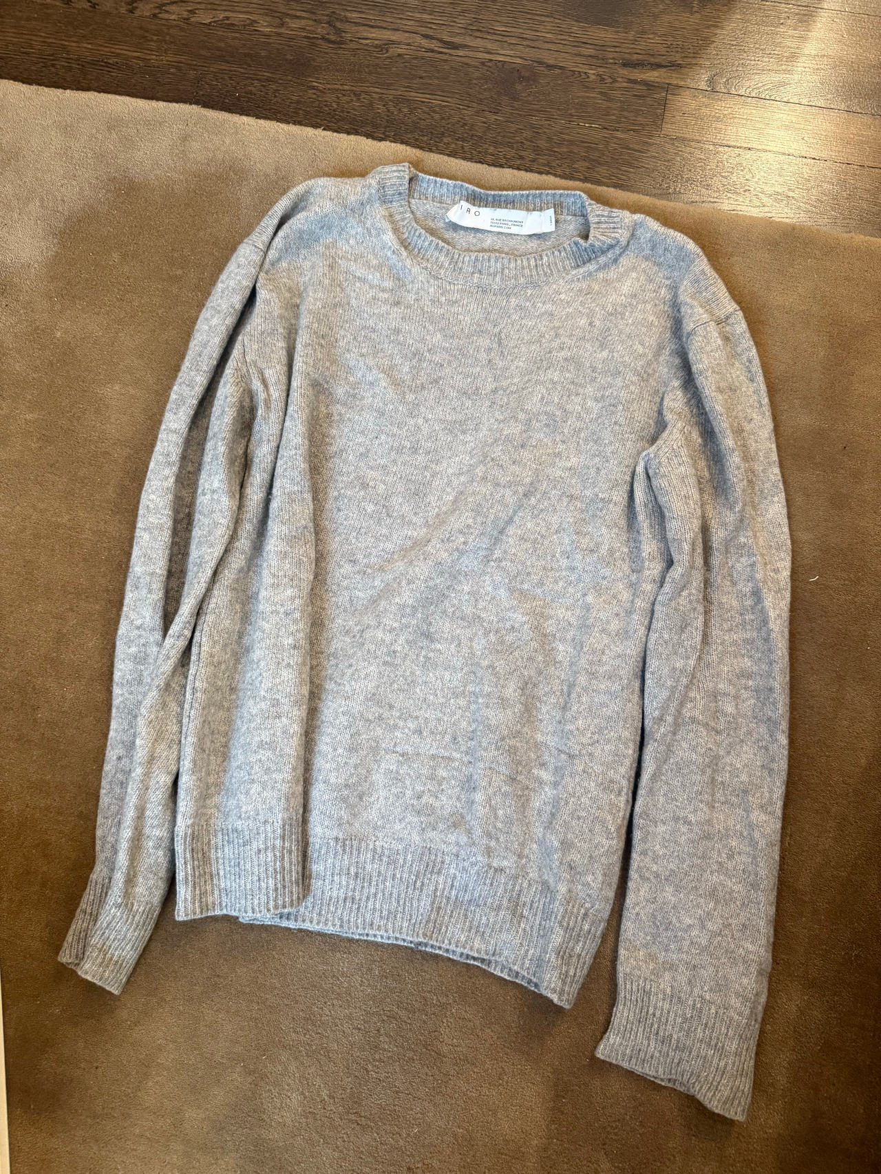 IRO Grey Crew Neck Sweater (cotton/wool/cashmere blend)