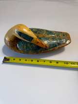 Vintage Hand Carved Wooden Duck Decoy Folk Art Sculpture Signed DLS 10" - Image 2