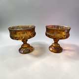Indiana Glass Kings Crown Amber Carnival Glass Compote - Image 3