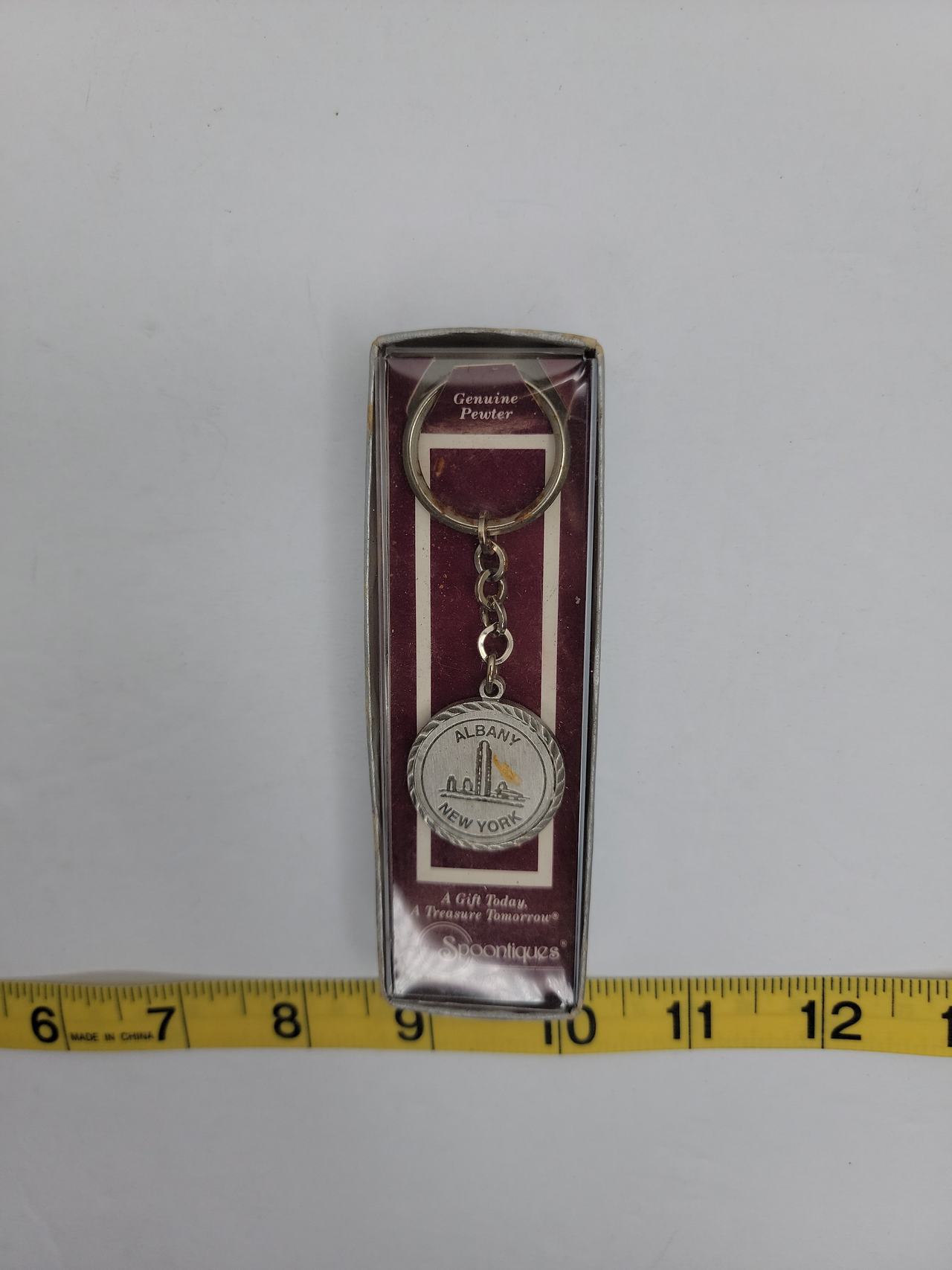 Spoontiques Albany New York Genuine Pewter Keychain