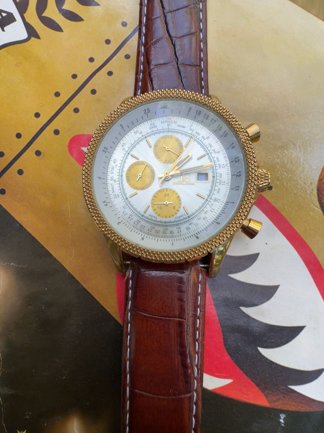 Joshua & Sons Navigator JS-10T-01 Gold Tone Multi-Function Watch