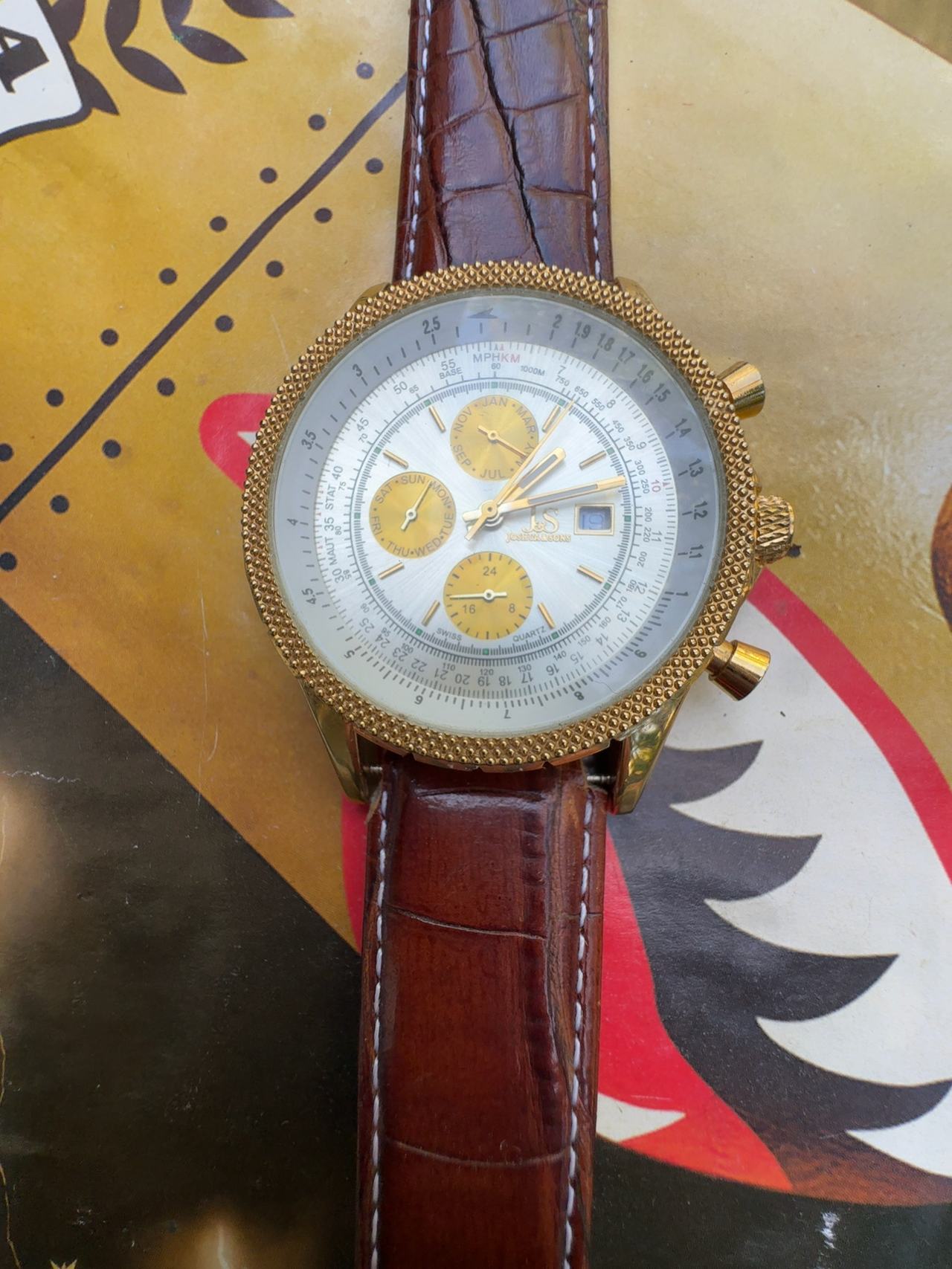 Joshua & Sons Navigator JS-10T-01 Gold Tone Multi-Function Watch