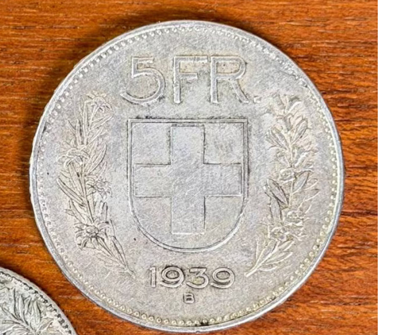 1939 Swiss 5 Franc Coin