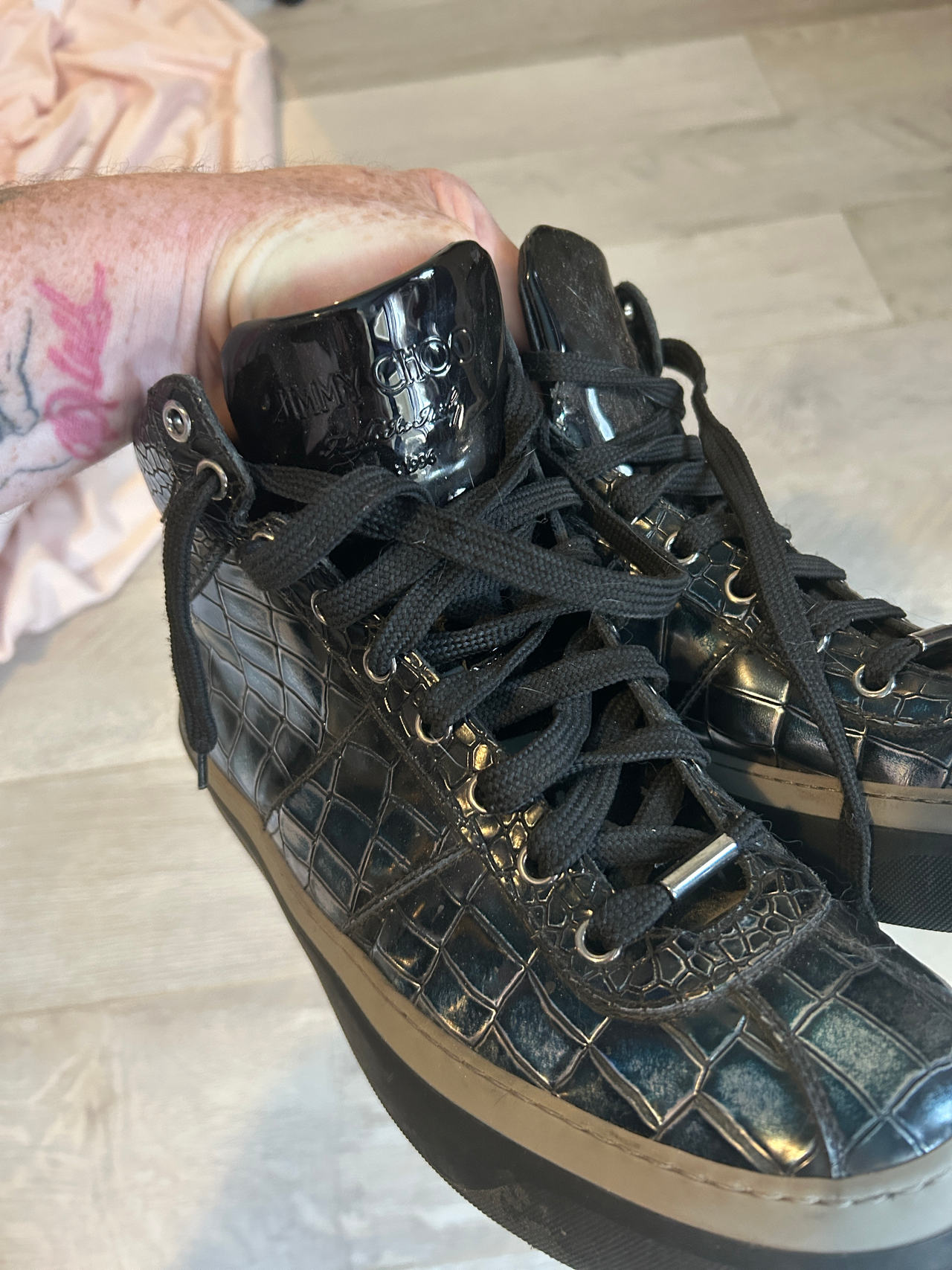 Jimmy Choo Belgravia Croc Embossed Sneakers