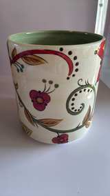 Hand-Painted Floral Ceramic Planter/Crock - Image 2