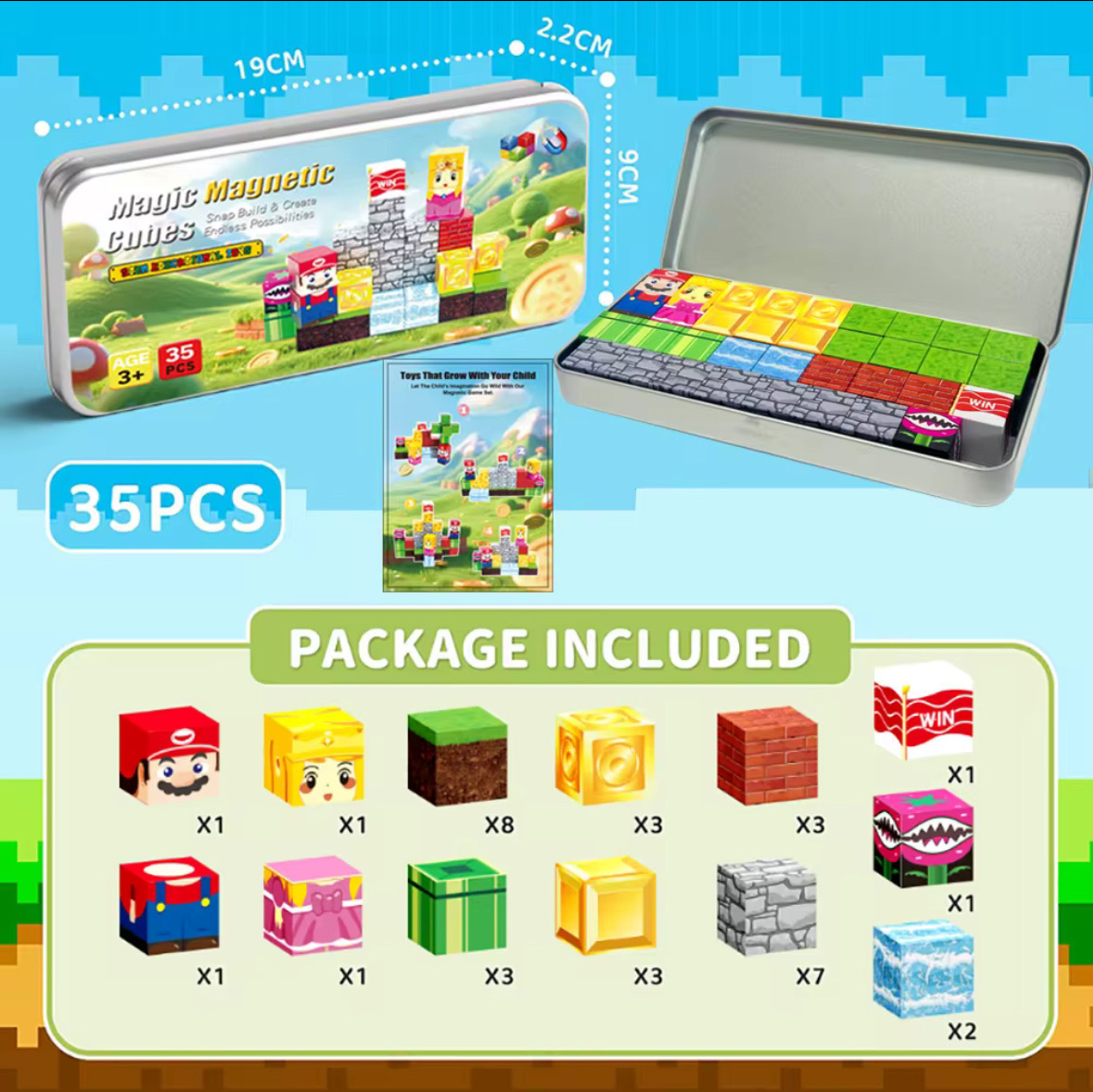 Travel Magnet Mario 35PCS Building Blocks Magnetic Cube Educational STEM DIY - Image 2